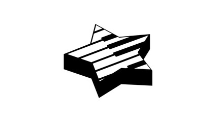 Star Piano Logo, black isolated silhouette