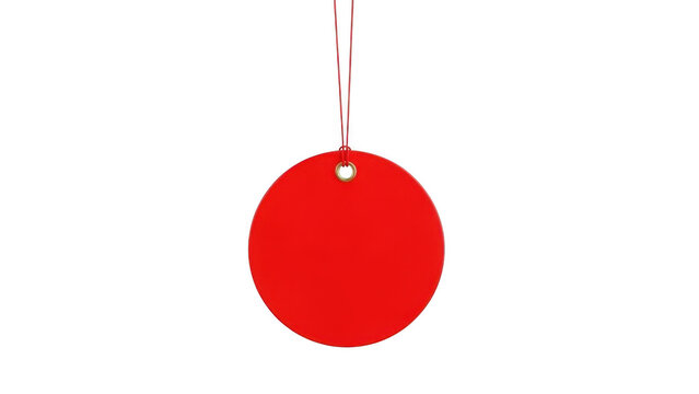 Red circle with string hanging, isolated on transparent background