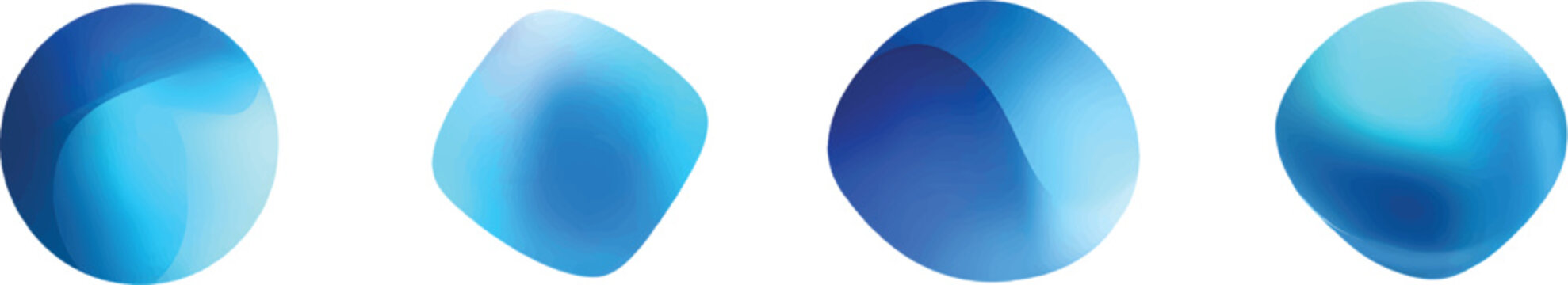 Different blue abstract shapes on a white background