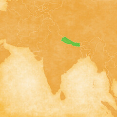 Ocher map of South Asia - Nepal