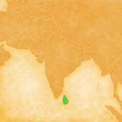 Ocher map of South Asia - Sri Lanka