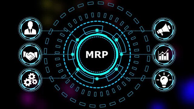 Abstract automation technology background. Business, Technology, Internet and network concept."MRP" a crucial business strategy for workforce business success growth. 4k video