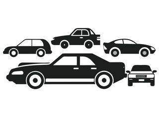 Fototapeta premium Collection of Various Car Silhouettes