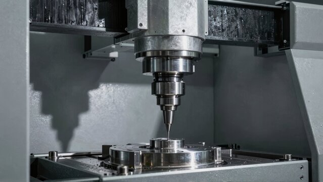 CNC milling machine drilling metal workpiece