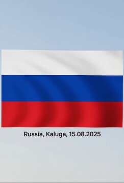 Russian Flag Waving in the Wind.