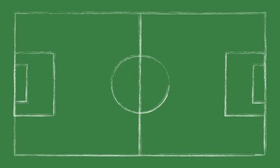 Football field. Soccer pitch scheme top, side and perspective view. Realistic football court or stadium with green grass vector.