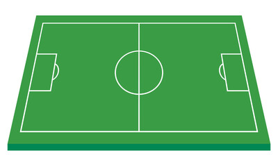 Football field. Soccer pitch scheme top, side and perspective view. Realistic football court or stadium with green grass vector.