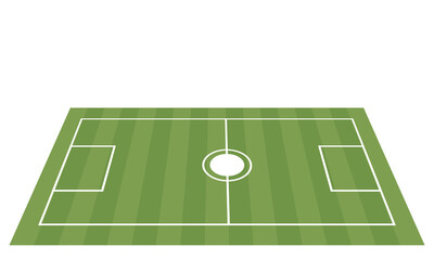 Football field. Soccer pitch scheme top, side and perspective view. Realistic football court or stadium with green grass vector.