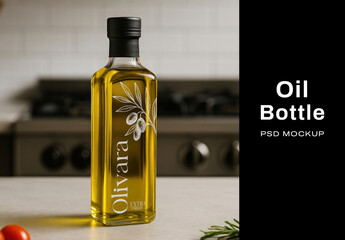Elegant Olive Oil Bottle Mockup PSD