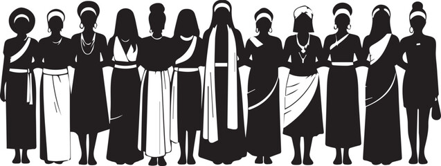 Diverse group of people in traditional african clothing standing together