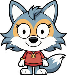 Cartoon wolf wearing glasses