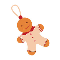 Gingerbread cookies. Homemade sponge cake in glaze. Christmas dessert. 