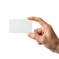 Obraz premium Hand holding blank business card isolated on transparent background