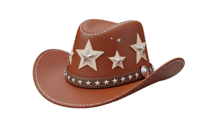 Brown Cowboy Hat with Star Embellishments