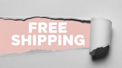 Unveiling Free Shipping: The torn paper reveals the message of complimentary delivery, showcasing a promise of value and convenience. 