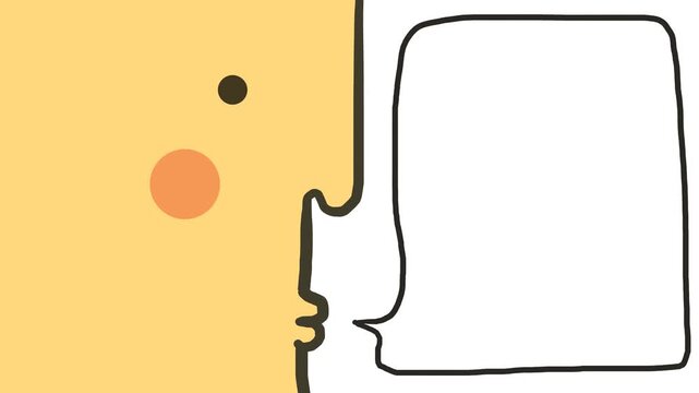 A cute, large cartoon face says something. There's a dialog box next to it for inserting information or text.