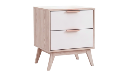 Modern Wooden Nightstand with Pink Drawers and Rose Gold Handles