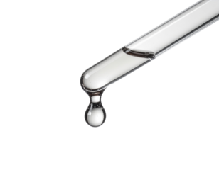 A close-up image of a pipette tip with a droplet of liquid about to fall, set against a black background, emphasizing clarity and precision.