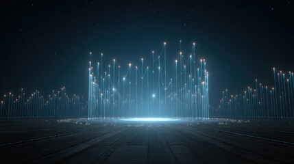 Digital data network connecting information with futuristic technology