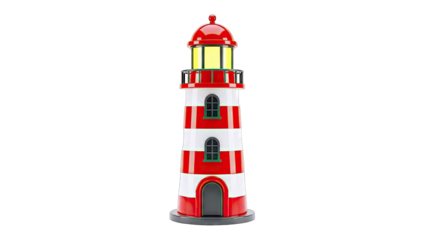 Cartoon Lighthouse with Red and White Stripes