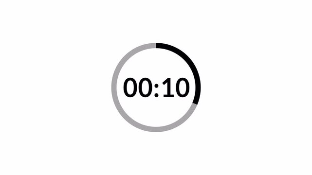 15 sec countdown timer animation on transparent background, fifteen second countdown timer in four digit from 0 to 15 seconds with alpha channel in 4k . 