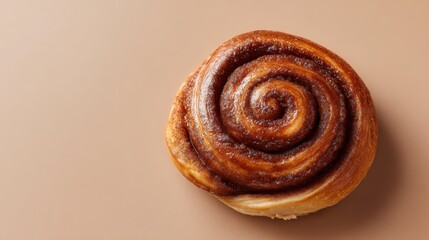 Fototapeta premium Freshly baked cinnamon roll on table