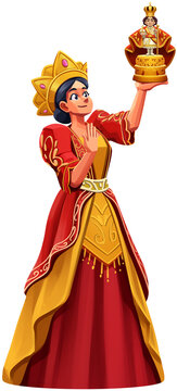Philippine Female Sinulog Devotee Holding Santo Ni&ntilde;o Illustration