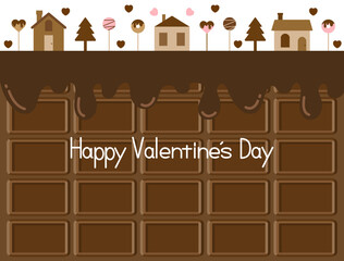 チョコレートとお菓子の家をイメージしたバレンタインに使えるイラスト