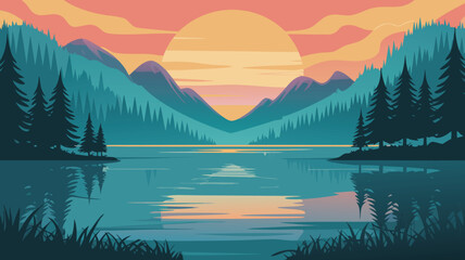 lake in the mountains forest nature,