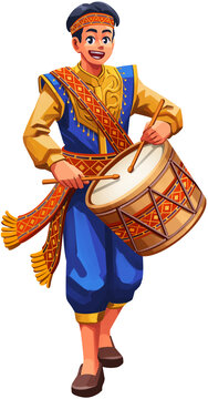 Filipino Male Sinulog Festival Drummer Illustration