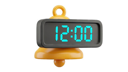 Digital Alarm Clock Shaped Like a Bell Showing 12:00