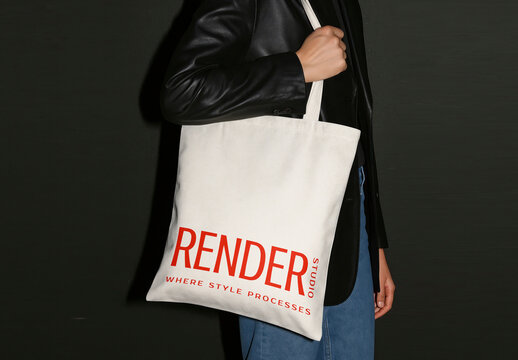Stylish Tote Bag Mockup With Text PSD