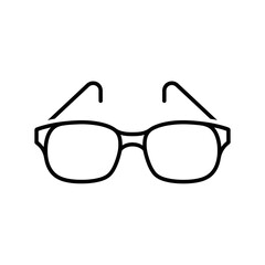 Simple black line drawing of eyeglasses on white background