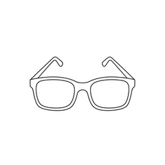 Simple Black Outline Eyeglasses, Minimalist Spectacles Icon on White Background