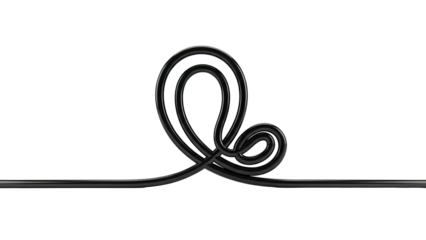 Black wire forming a knot against a white background
