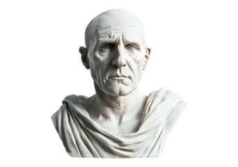Realistic Marble Bust of an Ancient Roman Senator in Classic Style