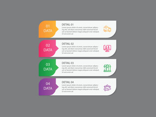 vector illustration infographic design template with 4 steps. Template for process, presentations, layout, banner, brochure.
