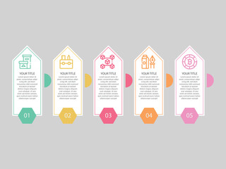 vector illustration infographic design template with 5 steps. Template for process, presentations, layout, banner, brochure.