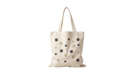 Blank Canvas Tote Bag Mockup with Polka Dot Pattern