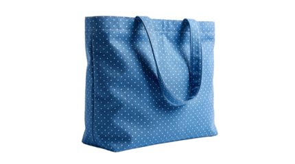 Blue Polka Dot Canvas Tote Bag Product Shot