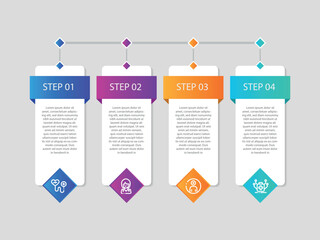 vector illustration infographic design template with 4 steps. Template for process, presentations, layout, banner, brochure.