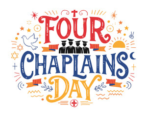 Fototapeta premium Four Chaplains Day Vector Illustration Honoring Heroic Chaplains Isolated on White Background