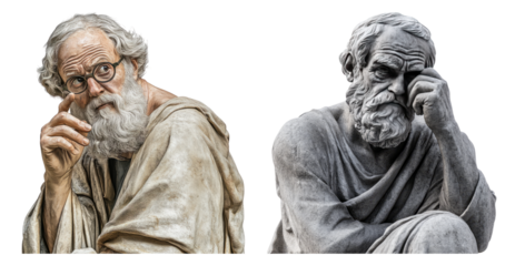 Thoughtful Elderly Man with Beard Thinking Deeply About Life, PNG bundle collection, Isolated on Transparent Background