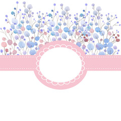 illustration with soft colored balls text frame, baby shower card, photo frame, parfume cover