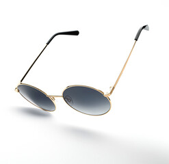 Sunglasses flying in isolation on bright background, showcasing vintage design and modern style