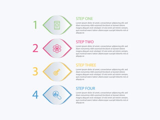 vector illustration infographic design template with 4 steps. Template for process, presentations, layout, banner, brochure.