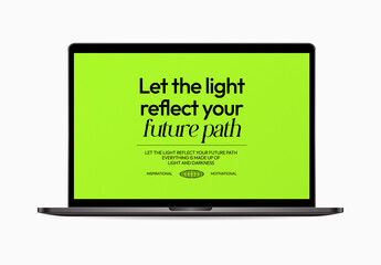 Inspirational Quote On Laptop Screen Mockup PSD