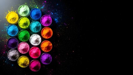 Vibrant holi colors in glass orbs celebrating festival of colors