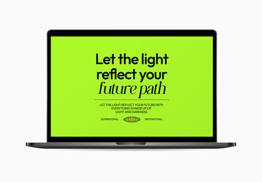 Inspirational Quote On Laptop Screen Mockup PSD