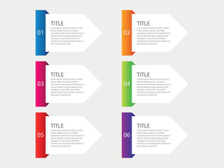 vector illustration infographic design template with 6 steps. Template for process, presentations, layout, banner, brochure.